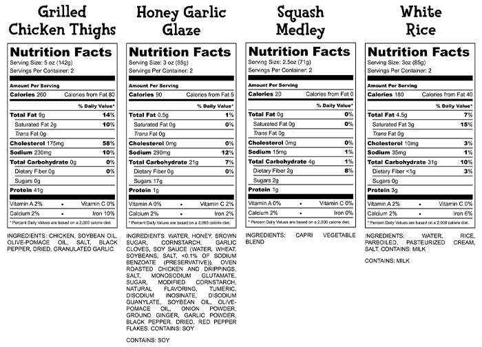 Honey Garlic Chicken Nutrition Facts